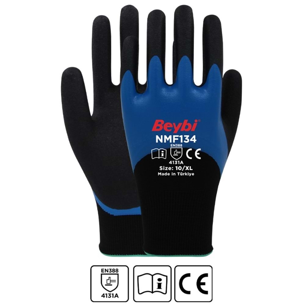 Beybi NMF134 Mikro Köpük Nitril Kaplı Polyester Örgü Eldiven XL