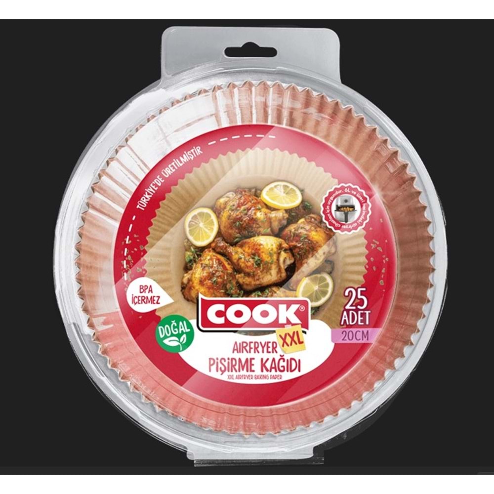 Cook Airfryer Pişirme Kağıdı XXL 25 Adet 20 Cm