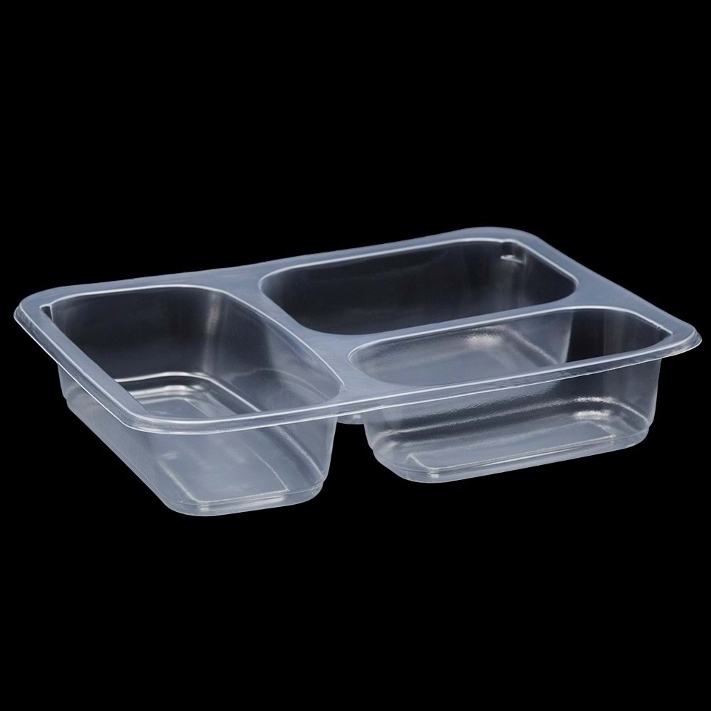 Vempi 3 Bölmeli Şeffaf Yemek Kabı 400lü V415/3