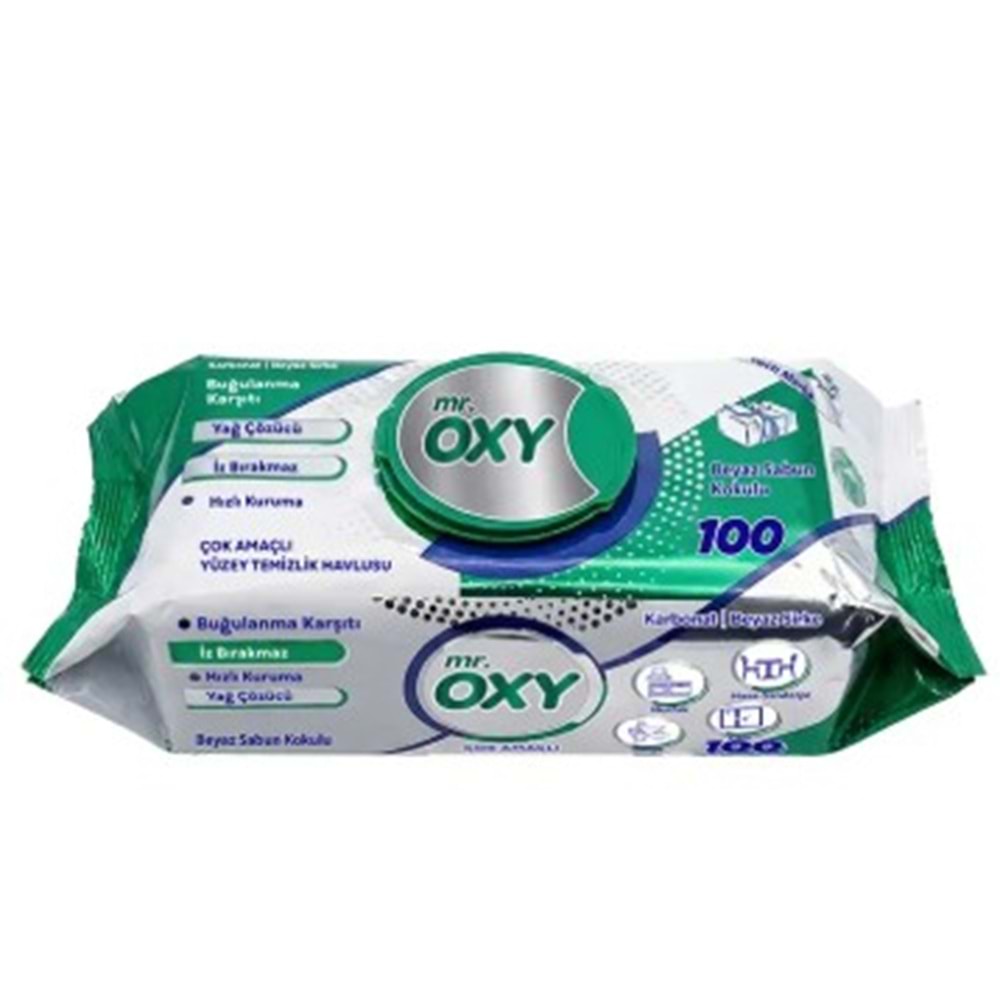 Mr Oxy Çok Amaçlı Yüzey Temizlik Havlusu Beyaz Sabun 100Lü