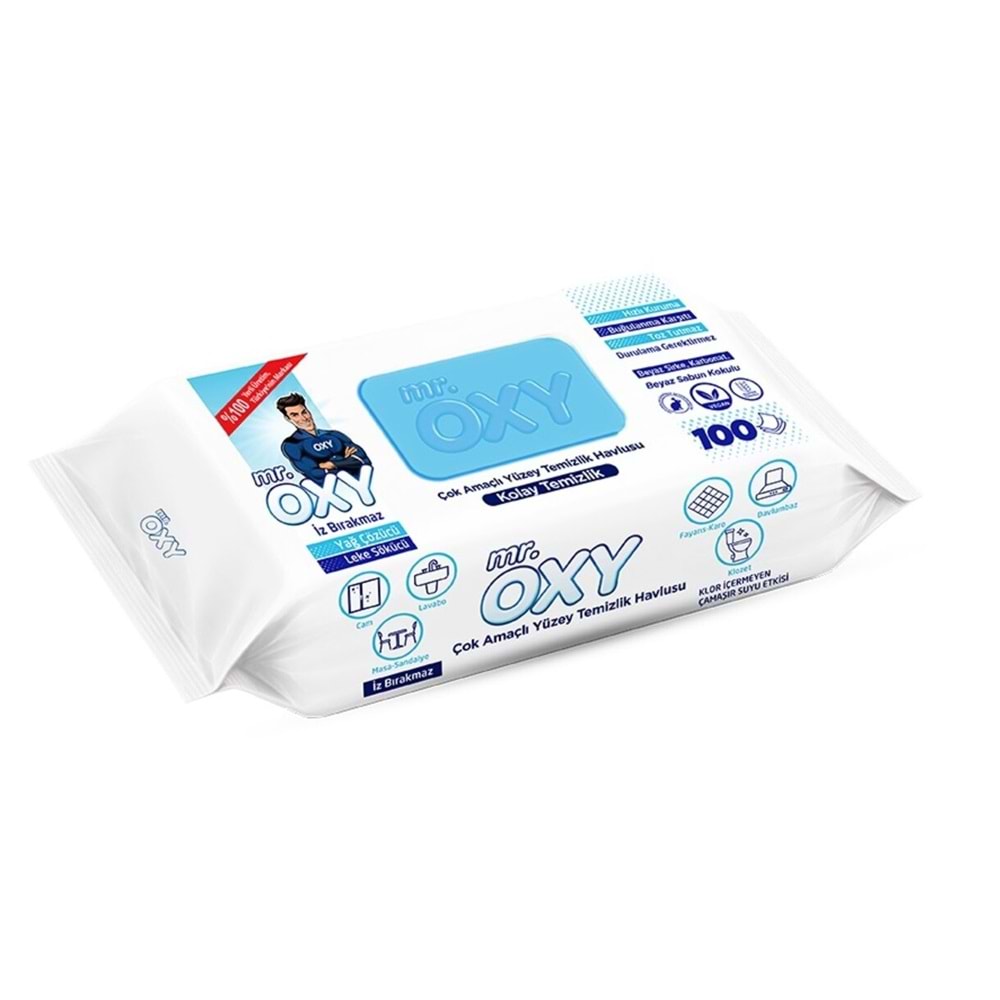 Mr Oxy Çok Amaçlı Yüzey Temizlik Havlusu Beyaz Sabun 100Lü TİC.486