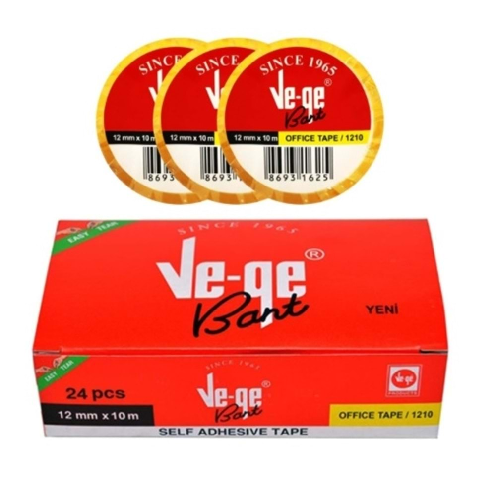 Ve-Ge 12mm Şeffaf Bant 10mt