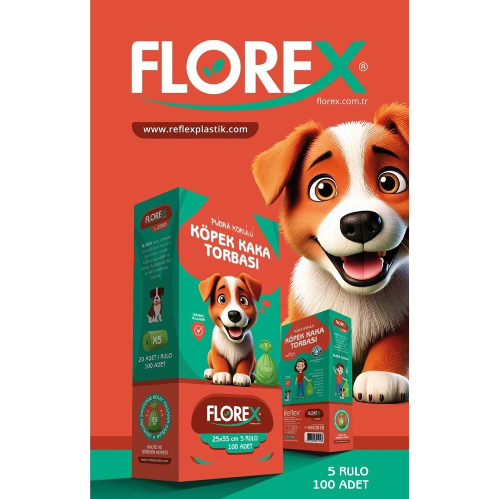 Florex Pudra Kokulu Köpek Kaka Torbası 100lü*24pk