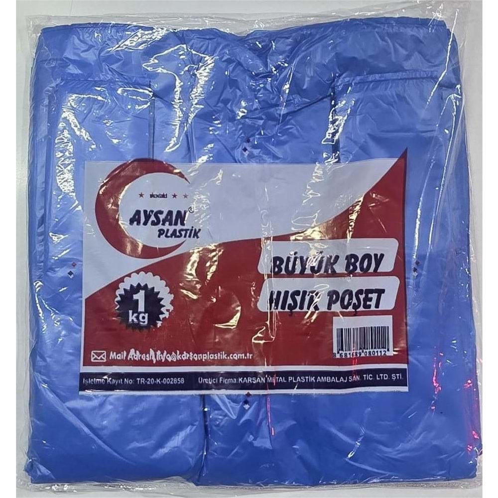 Aysan Mavi Büyük Boy Hışır Atlet Poşet