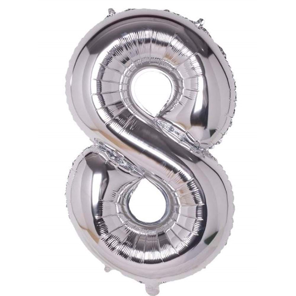 RPS Rakamlar 40Inc Folyo Balon Gümüş 8