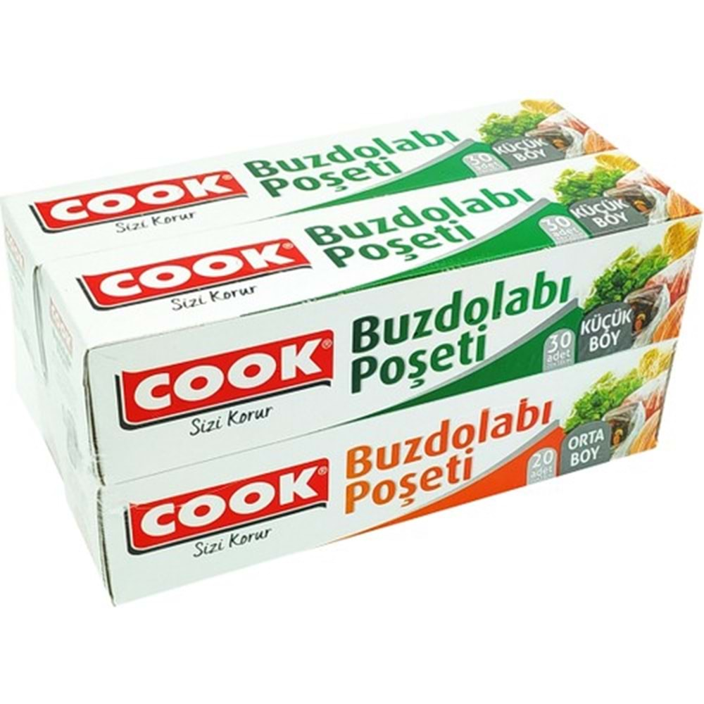 Cook Buzdolap Poşeti 4lü Paket 2Küçük+2Orta Boy