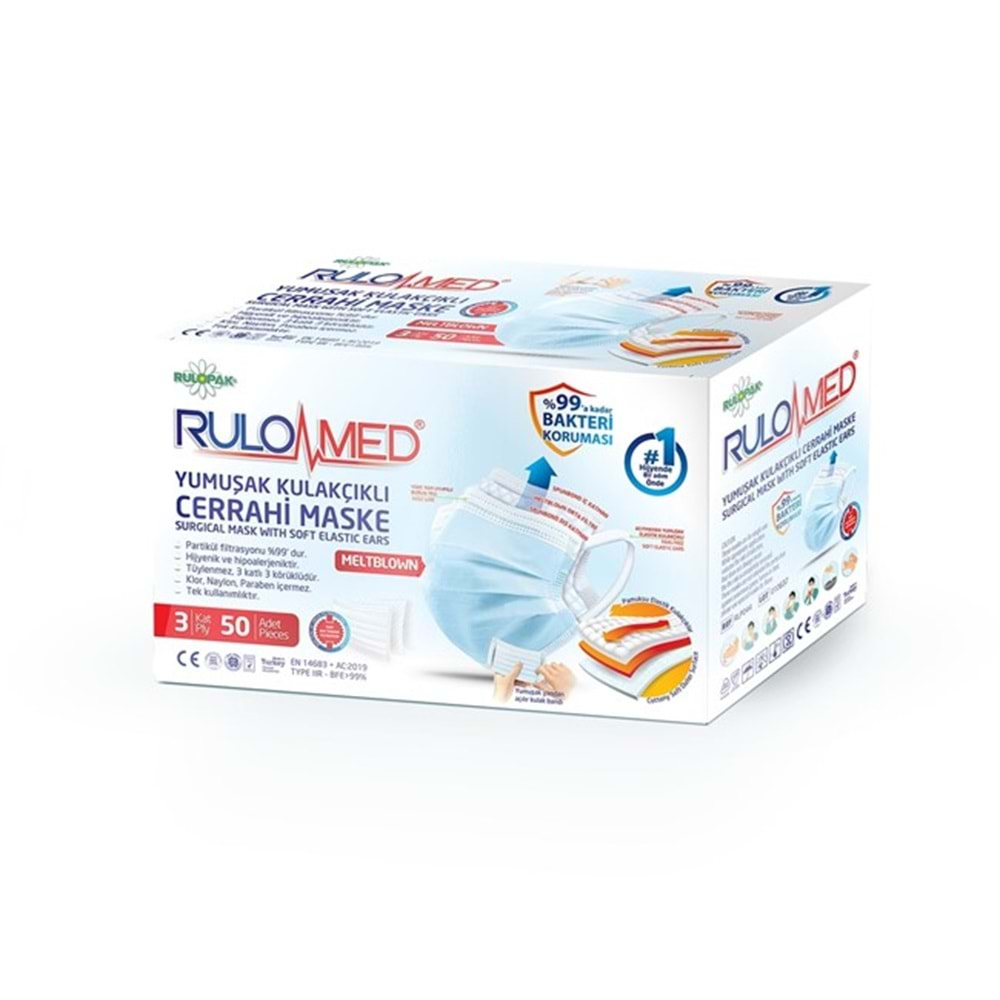 Rulopak Rulomed Yumuşak Kulakçıklı Meltblown Cerrahi Maske R600550