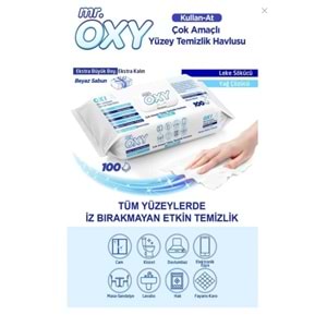 Mr Oxy Çok Amaçlı Yüzey Temizlik Havlusu Beyaz Sabun 100Lü TİC.486
