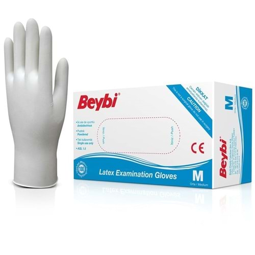 Beybi Latex Pudralı Muayene Eldiven Medium