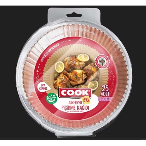 Cook Airfryer Pişirme Kağıdı XXL 25 Adet 20 Cm