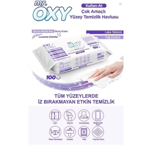 Mr Oxy Çok Amaçlı Yüzey Temizlik Havlusu Lavanta Esintisi 100Lü TİC.487