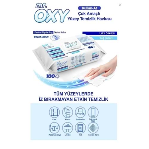 Mr Oxy Çok Amaçlı Yüzey Temizlik Havlusu Beyaz Sabun 100Lü TİC.486