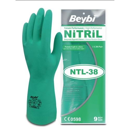 Beybi Nitril NTL-38 Yüksek Perf. Kimyasala Dayanıklı Eldiven No:10