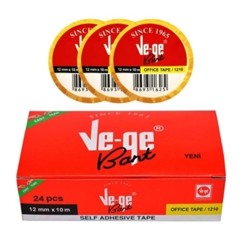 Ve-Ge 12mm Şeffaf Bant 10mt