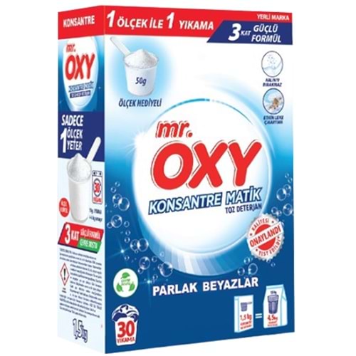 Mr Oxy Konsantre Matik Toz Deterjan Beyazlar 1500gr*8ad