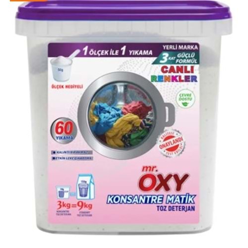 Mr Oxy Konsantre Matik Toz Deterjan Renkliler 3kg MR-075 3