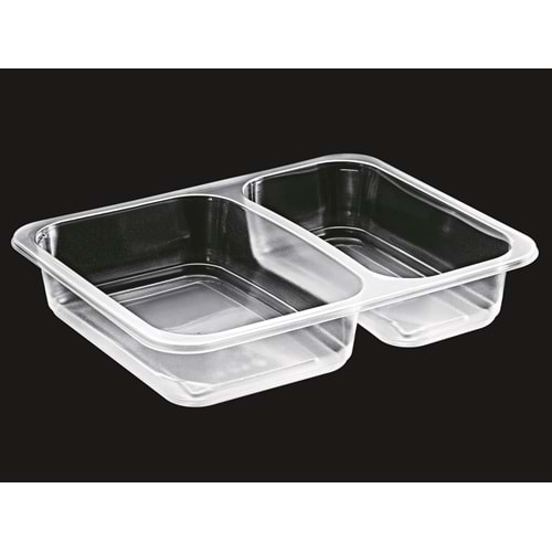 Vempi 2 Bölmeli Flım Yapıstırmalı Şeffaf Yemek Kabı 400lü V415