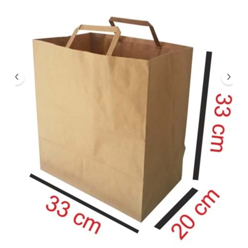 Kraft 33x20x33 Büküm Saplı Kağıt Çanta 25li