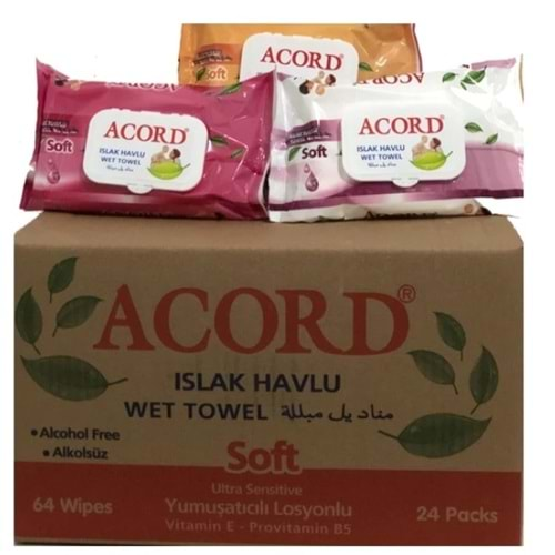 Acord Islak Havlu Kapaklı 64 lü*K24