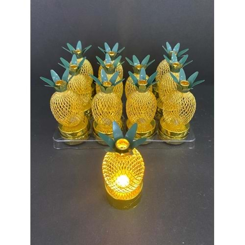 Dekoratif Gold Ananas Tasarımlı Led Pilli Lamba