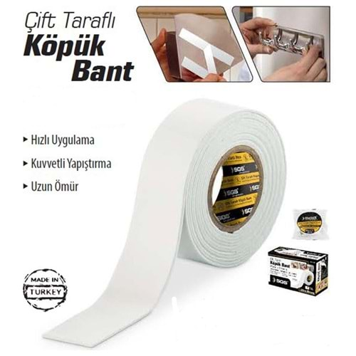 Sgs Çift Taraflı Köpük Bant 18mmX2mt SGS1231