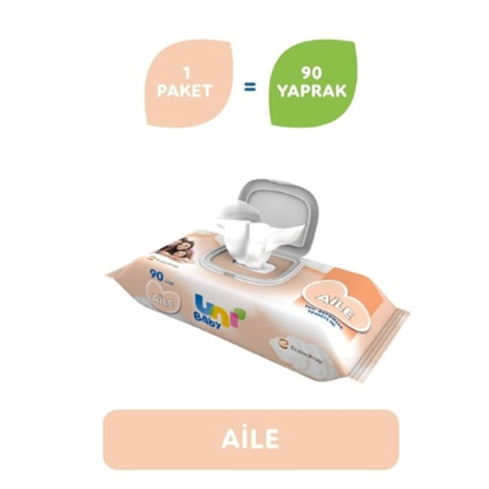 Uni Baby Kapaklı Aile Islak Mendil 90li