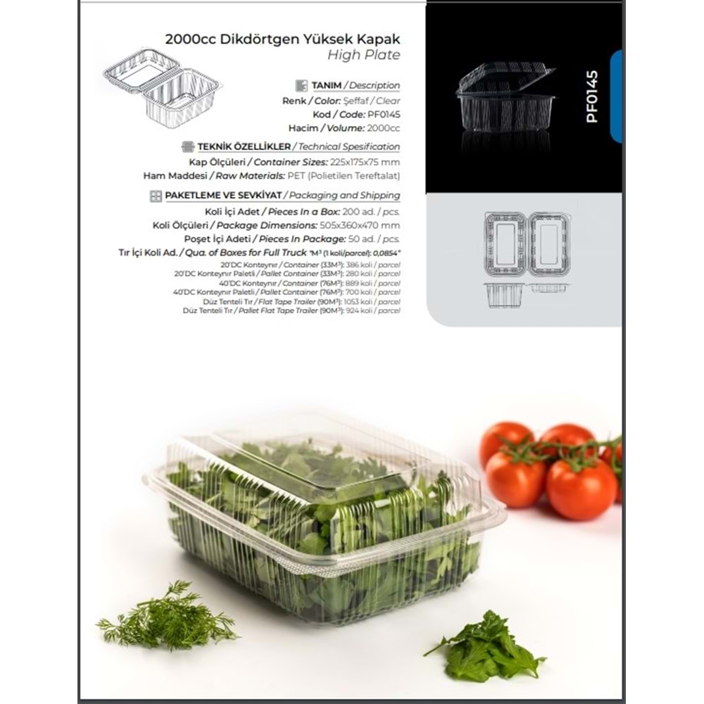 Pack Form 2000cc BK Sızdırmaz Kase 50li*6pk PF0145