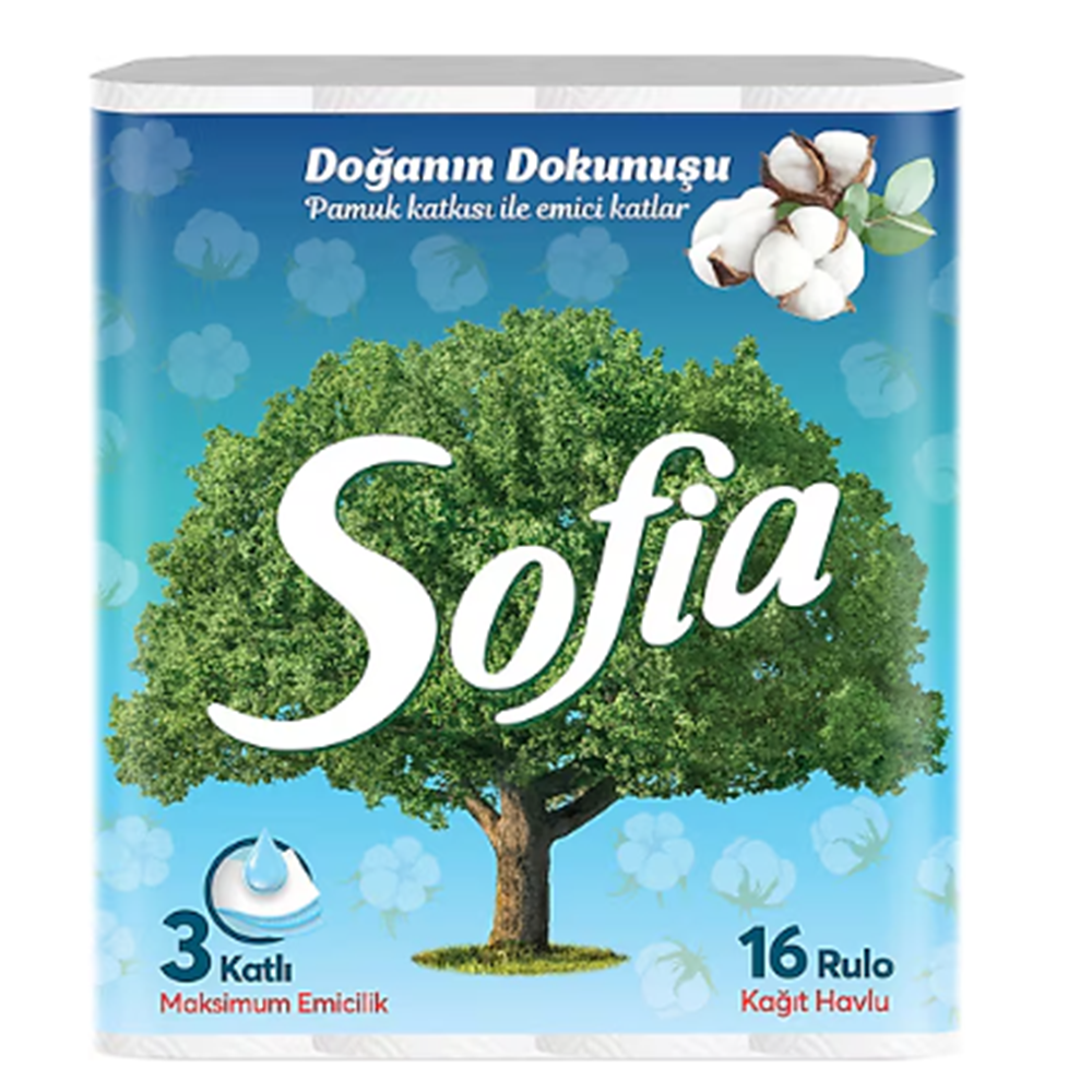 Sofia Pamuk Katkılı Havlu 3 Katlı 16li*3