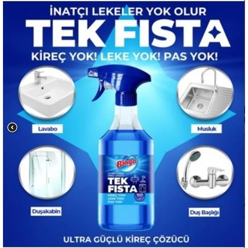 Bingo Tek Fısta Sprey Kireç Çözücü 900Ml