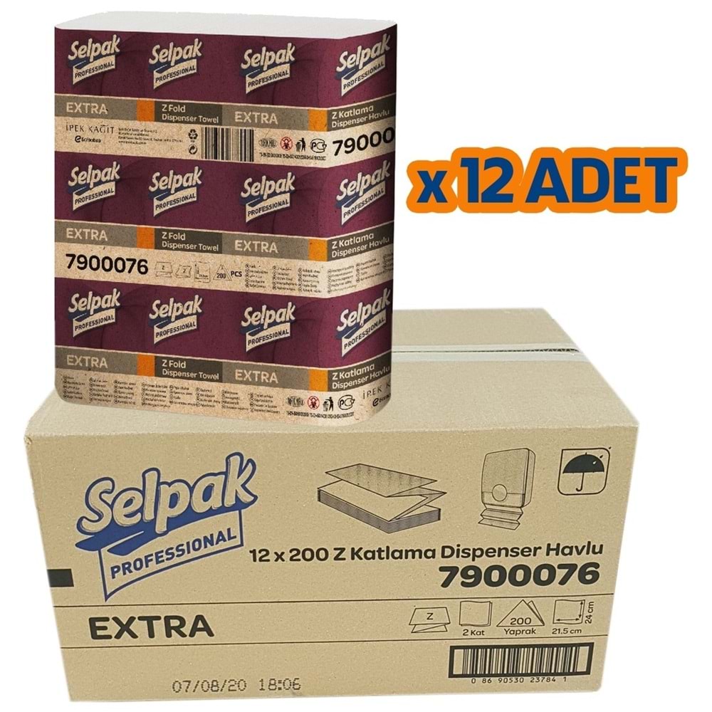 Selpak Professıonal Z Katlama Dispenser Havlu 200lü 12Paket 7906606