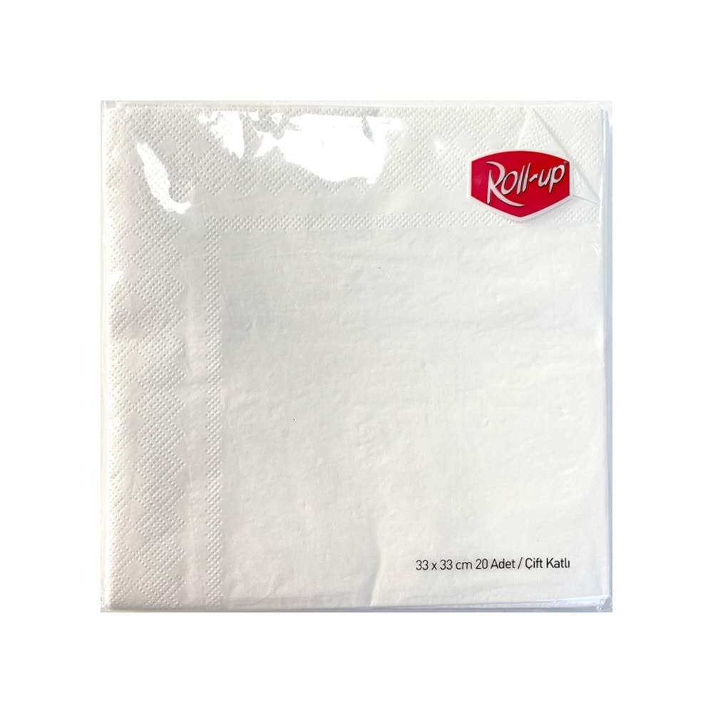 Roll-Up 33x33 Party Peçete Beyaz 20li
