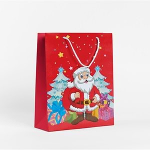 Yılbaşı Noel Baba Karton Çanta 26x8x40-Adet